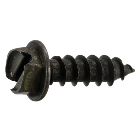 Midwest Fastener Sheet Metal Screw, #12 x 3/4 in, Black Oxide Steel Flange Hex Head Slotted Drive, 12 PK 39576